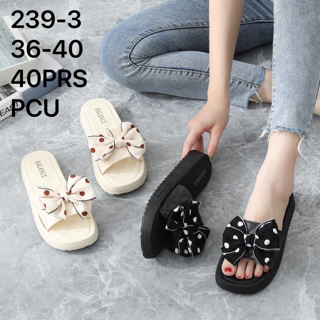 Sandal Selop Wanita Karet Import BALANCE Motif Pita Ringan Empuk Sol Tebal 5 Cm / 239-3