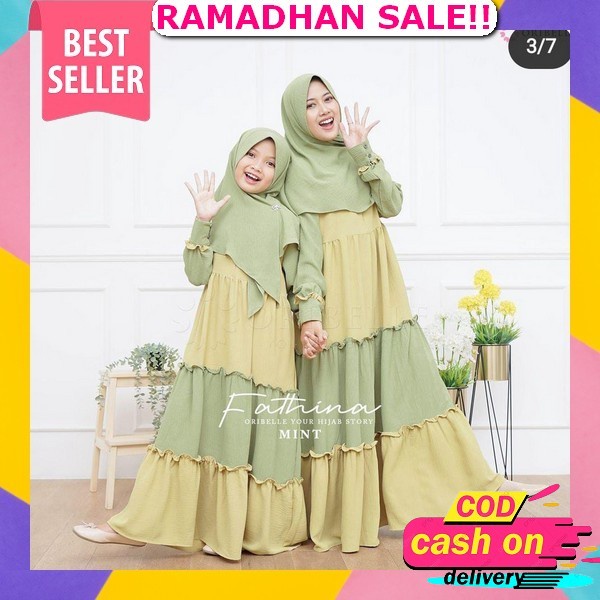 Series Mom And Kids- Gamis Couple Ibu Dan Anak Perempuan Syar'I/Gamis Crinkle Airflow Premium/Gamis 