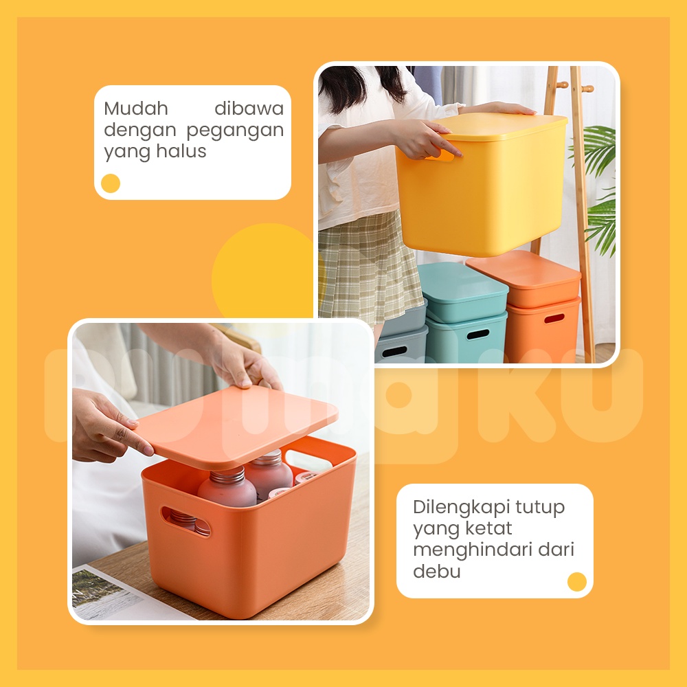 Rumaku Kotak Penyimpanan Serbaguna dengan Tutup Storage Box Multifungsi Keranjang Plastik Serbaguna
