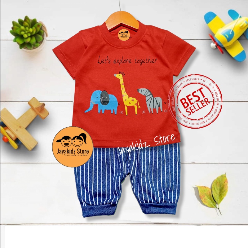 JVC KIDS Setelan Baju Bayi Cowok Celana Joger Usia Baby Boy 0 6 12 Bulan Jayakidz