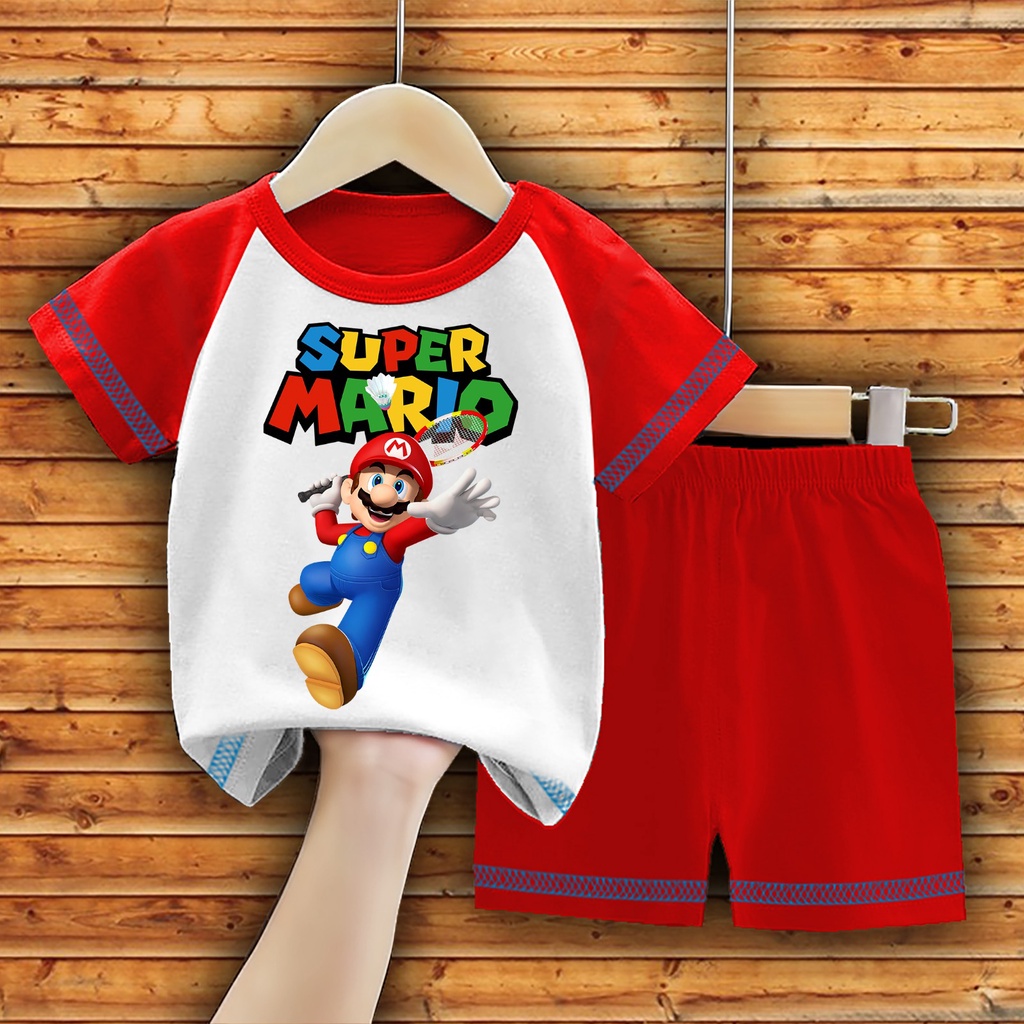 Asher Kids - Kaos Stelan Anak Laki Laki Perempuan Baju Stelan Anak Cowok Cewek Motif Kimono Mario Br
