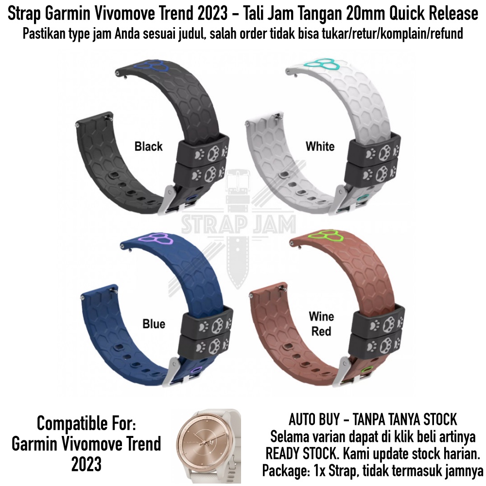 Strap Garmin Vivomove Trend 2023 - Tali Jam 20mm Silikon Cute Lucu Imut