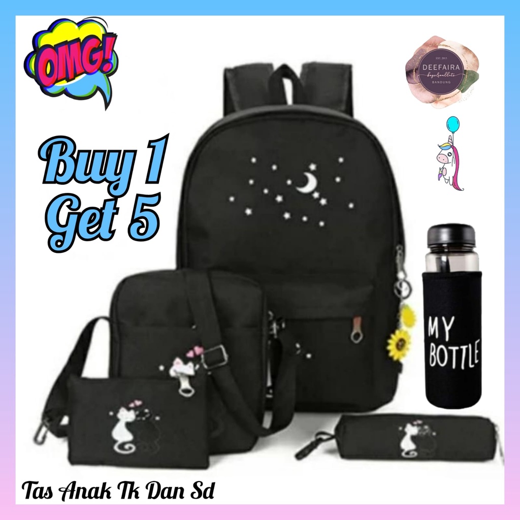 Tas Sekolah Anak TK SD Set 4in1 Bonus My Bottle