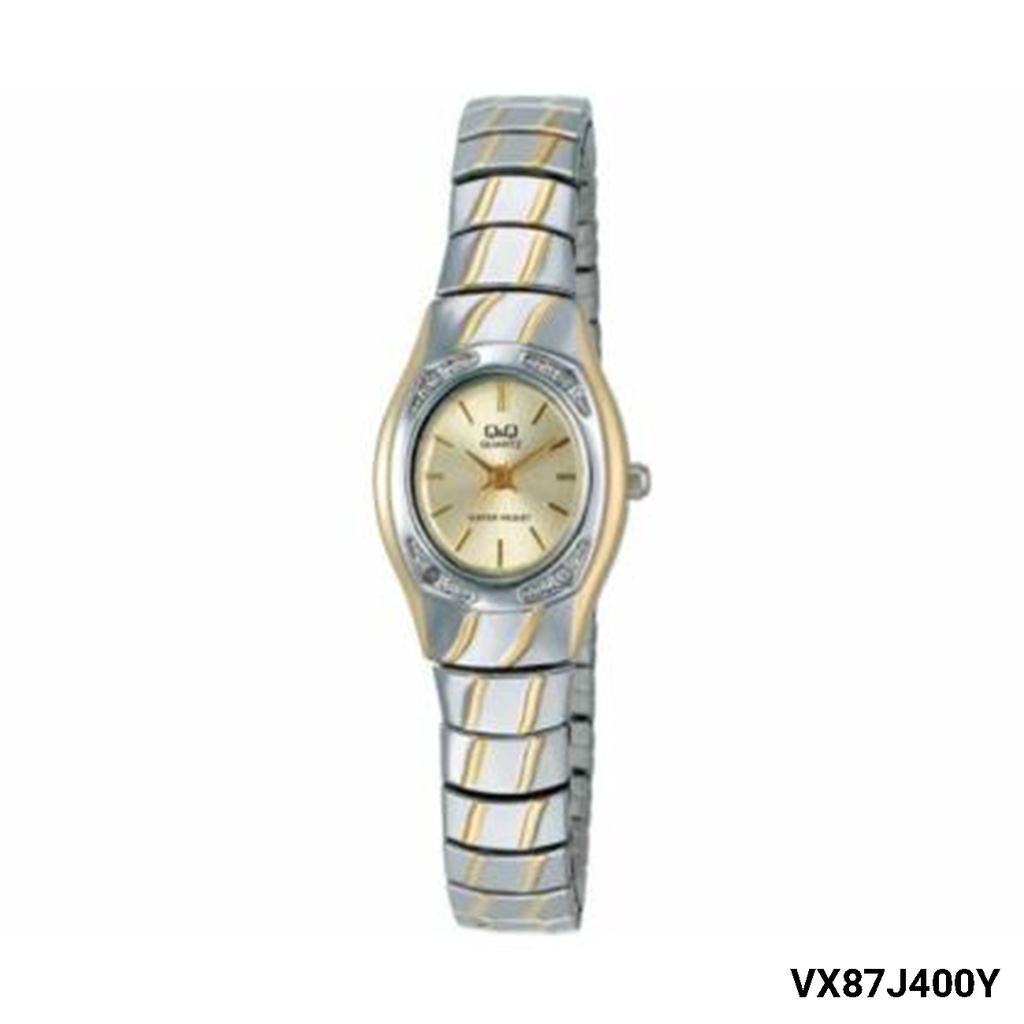 Jam Tangan Rantai Wanita Business Classic Rantai Stainless Steel Analog Original Q&amp;Q QnQ QQ VX87