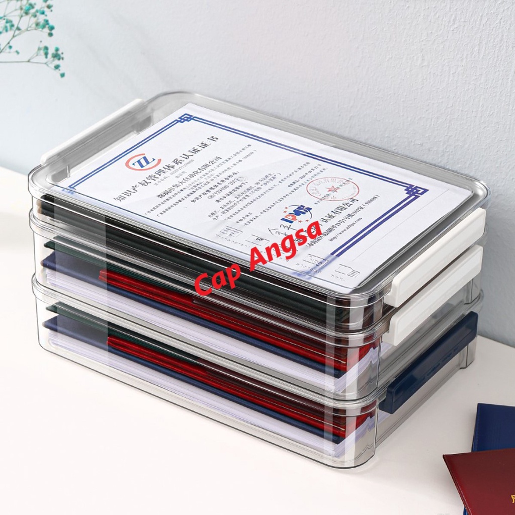 KOTAK PENYIMPANAN DOKUMEN HARDCASE STORAGE PLASTIC TRAY HOLDER TRANSPARENT CLEAR BAG DOCUMENT ORGANIZER