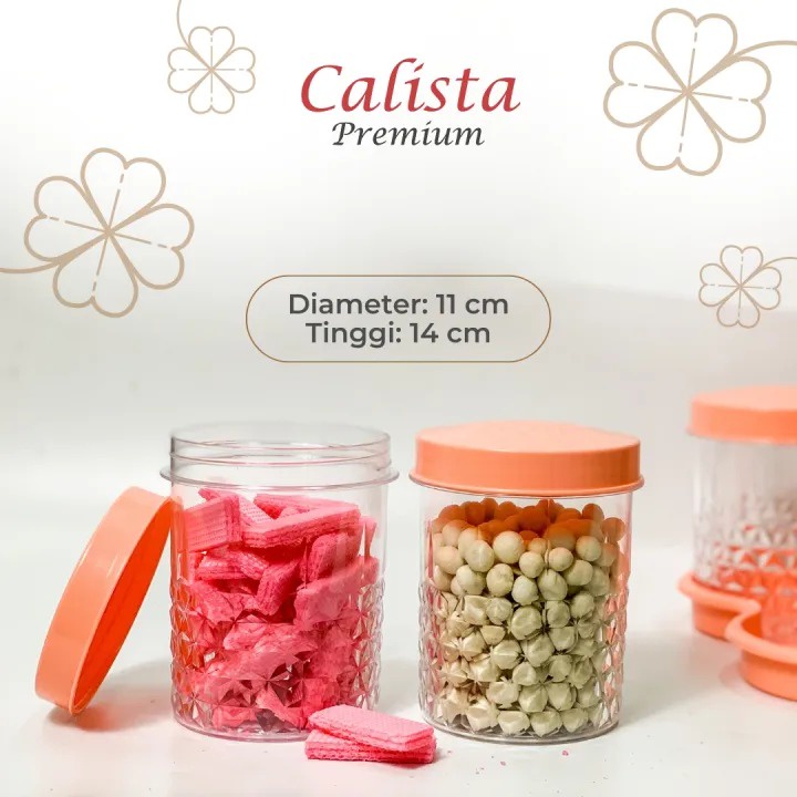Toples Plastik Calista 5 Daun Premium / Toples Lebaran Calista + Tatakan / Rak