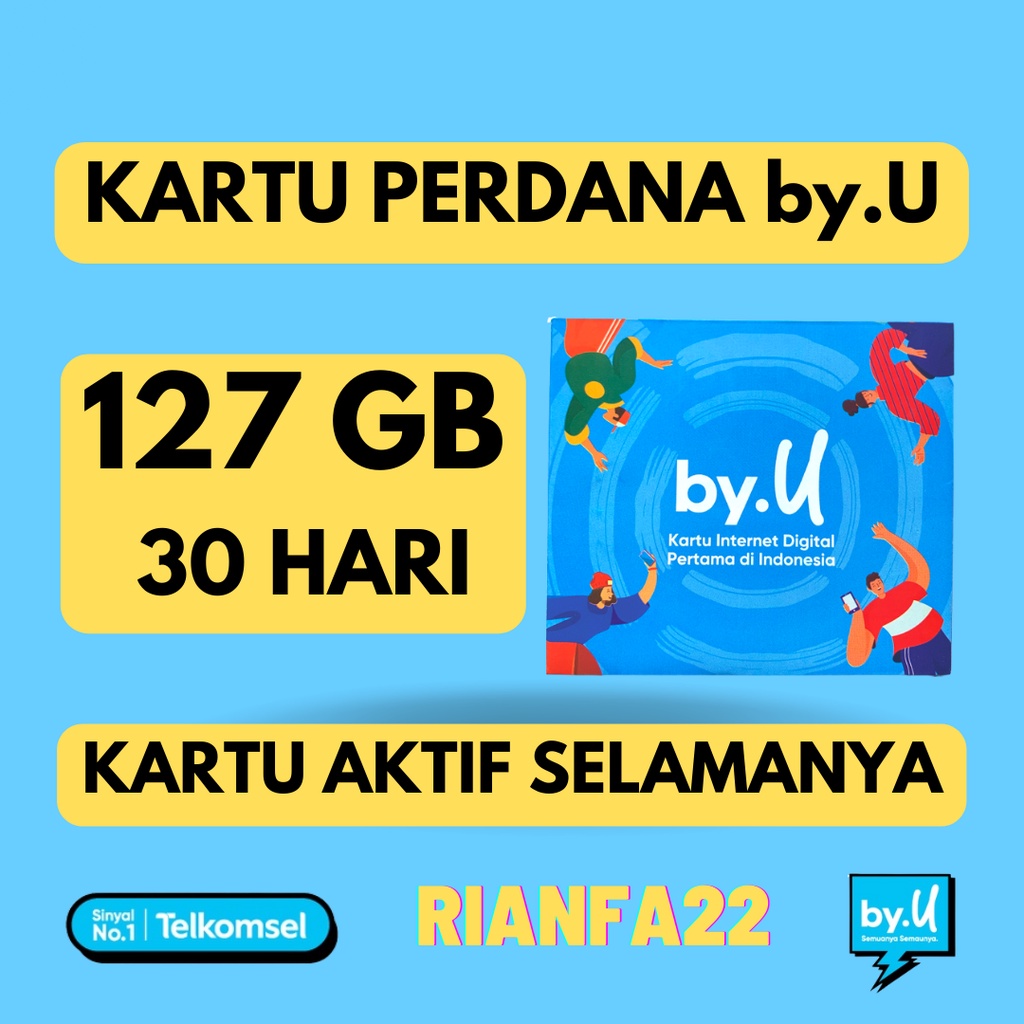 Kartu Perdana by.U byU by U Kuota 127 GB 30 HARI