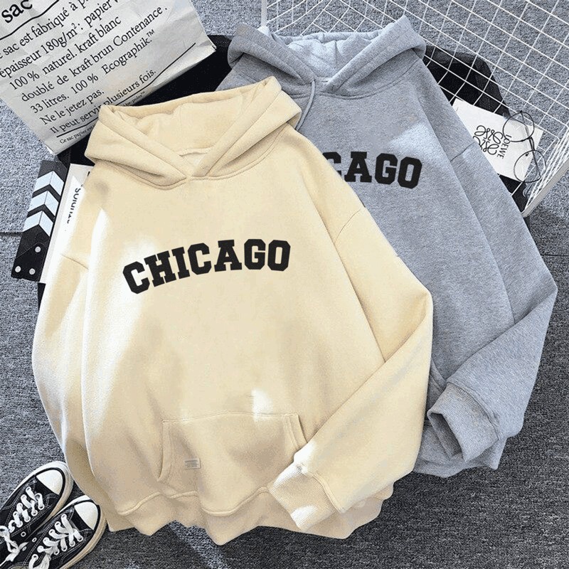 Parisdivarious Sweater Hoodie Jemper Chicago Bahan Fleece Size S - XXL (Pria &amp; Wanita)