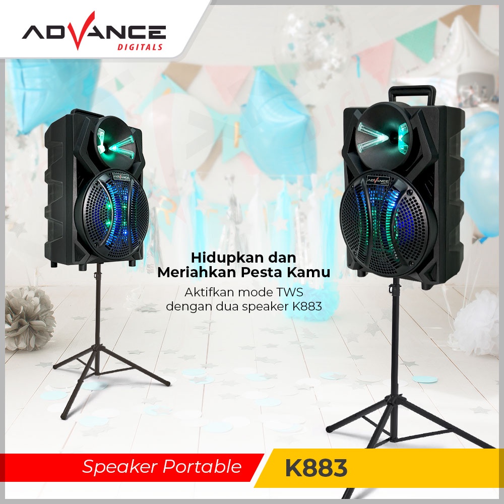 Advance Speaker Meeting Portable Bluetooth 8&quot; Inch Free Mic Wireless K 883 / Speaker Active