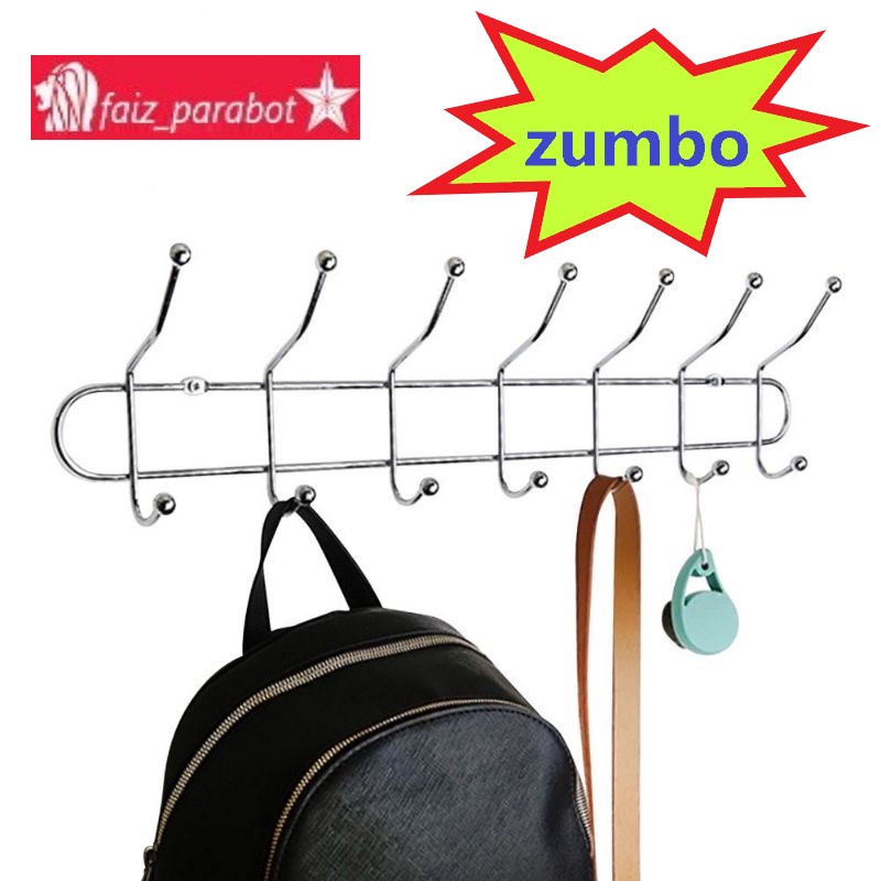 KAPSTOK STAINLES BESAR 14 KAIT- GANTUNGAN BAJU TEMPEL HANGER  DINDING