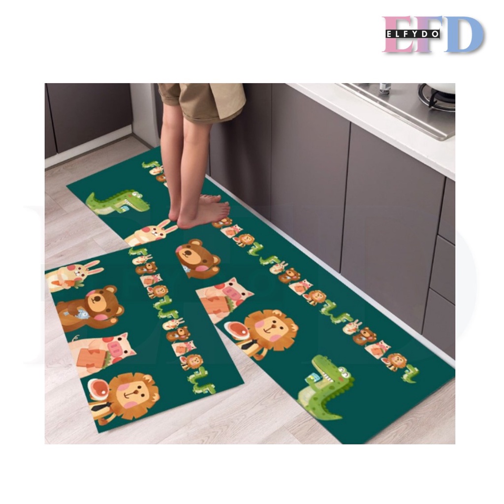 ELFYDO HL0466 2 in 1 Kitchen Floor Mat /Keset Alas Lantai Kamar Tidur Rumah Dapur Anti Selip/Keset kaki dapur