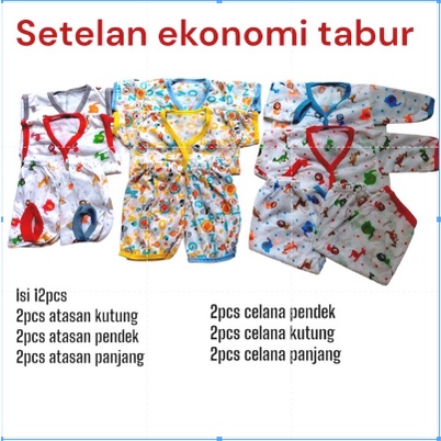 Paket Ekonomis isi 12pcs Perlengkapan Baju Bayi Baru Lahir Newborn Murah Hemat Dikantong