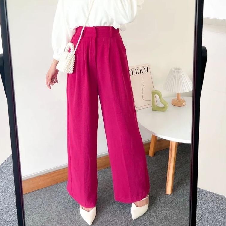 MURAH CELANA KULOT CRINKLE HIGHWAIST FUSCHIA
