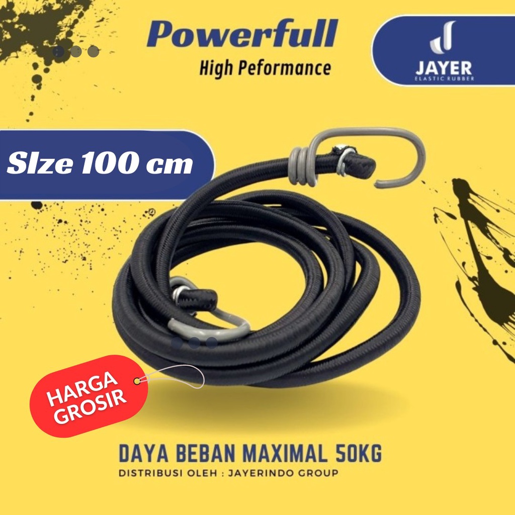 Tali barang motor 1 Meter Hitam /  Tali karet Barang Motor Berkualitas hook kawat