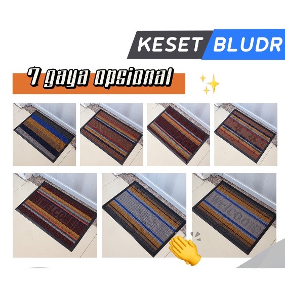 Keset Kaki Lantai Kamar Mandi Anti Slip Warna Motif Salur Keset Bludru 40x60 Cm