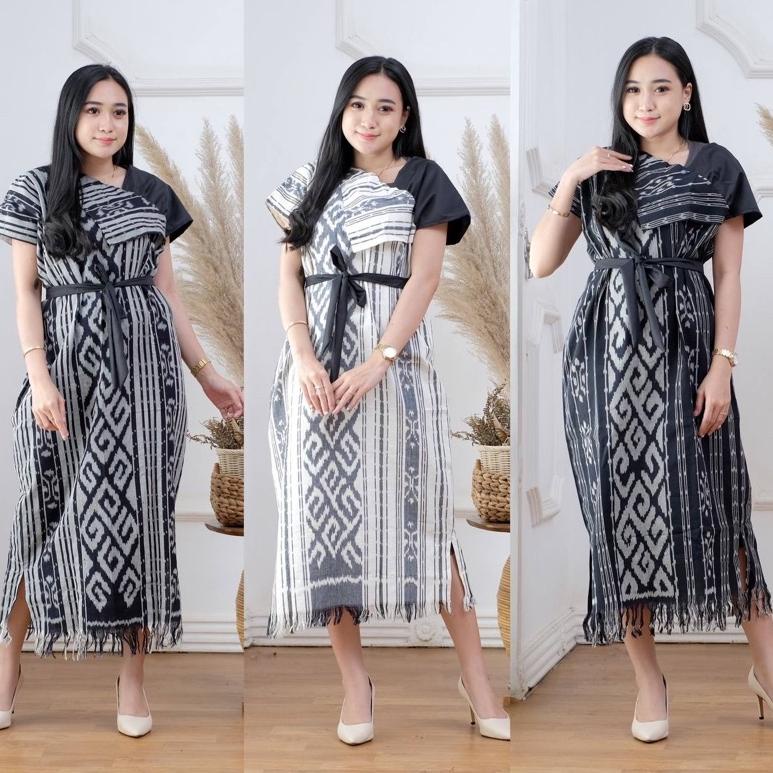 STOK TERBATAS DRESS AURORA TENUN IKAT ASLI SONGKET DRESS ETNIK DRESS KONDANGAN DRESS SONGKET KIMONIK