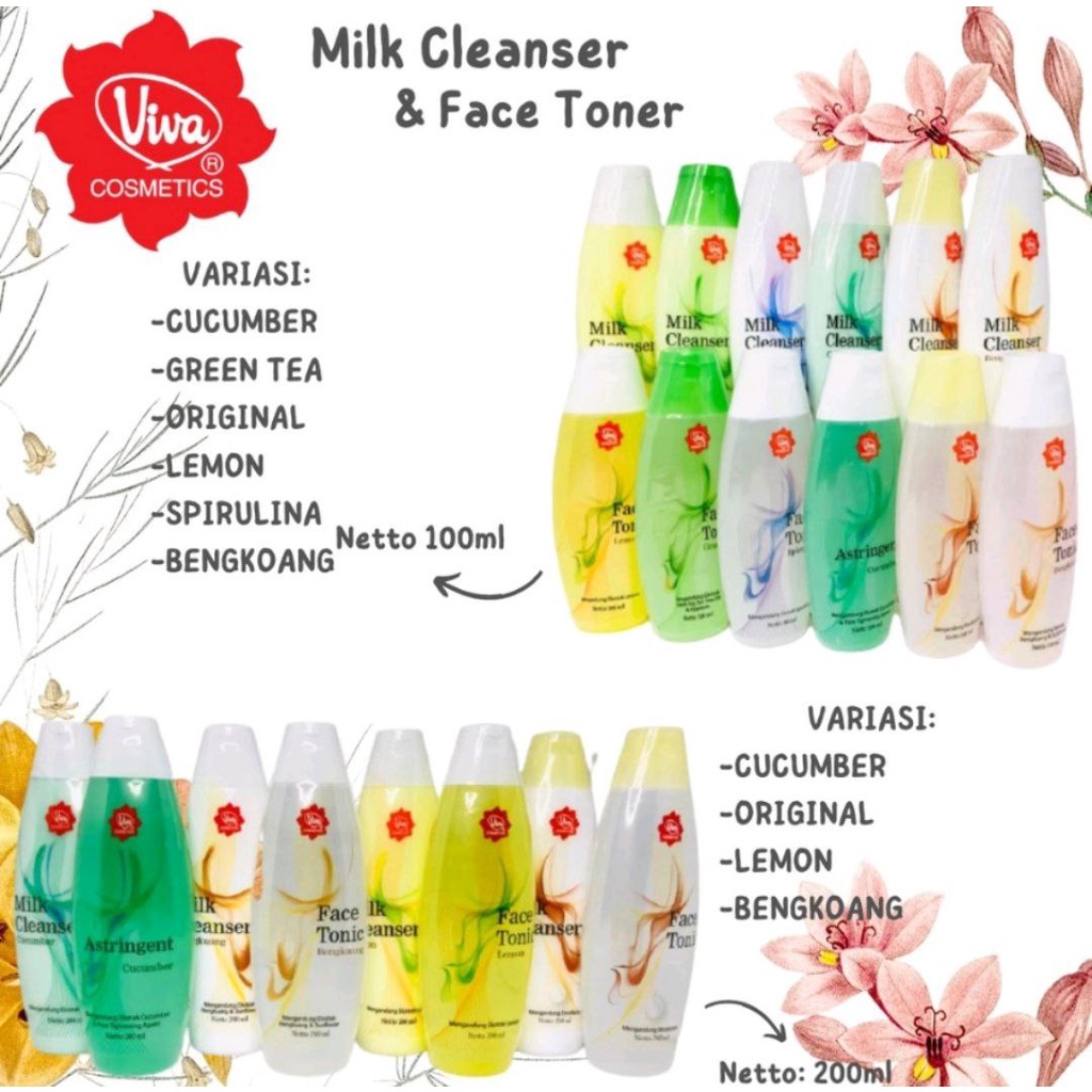 VIVA MILK CLEANSER DAN FACE TONIC CLENASER WAJAH PENYEGAR WAJAH 200 ML