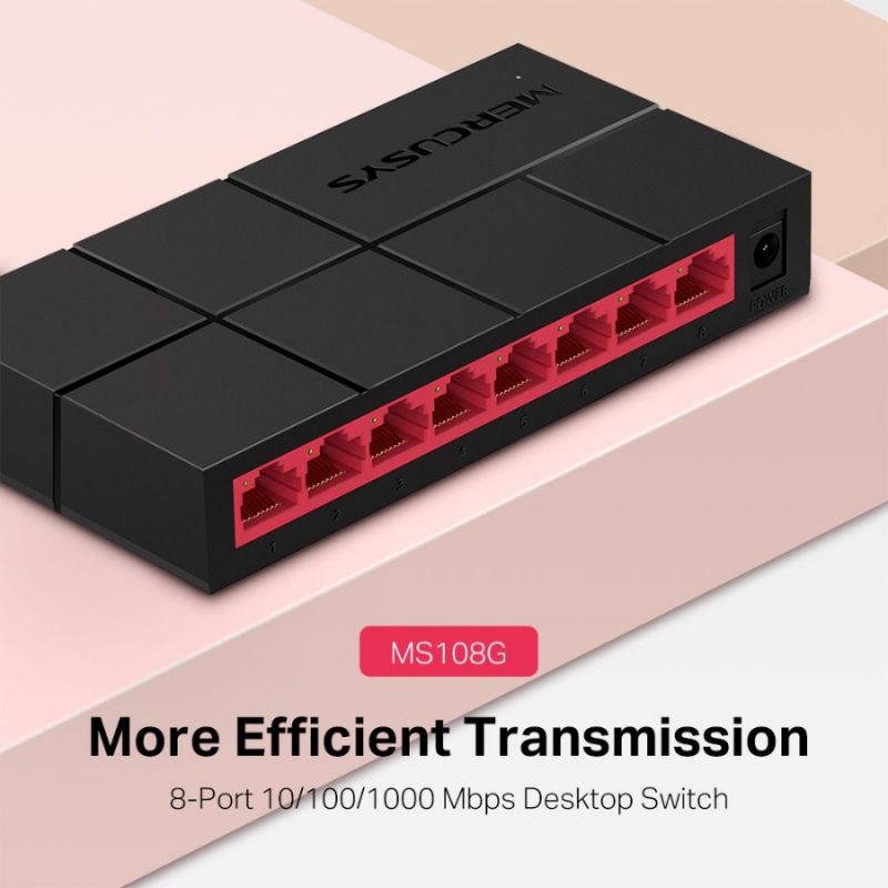 Mercusy MS108G 8 port Gigabit 10/100/1000 Mbps Desktop Switch Hub