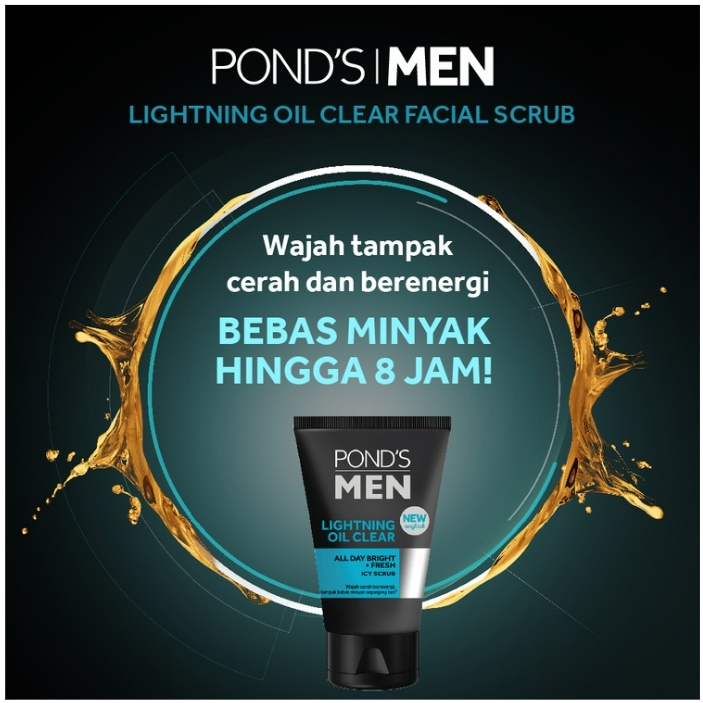 Ponds Men Facial Scrub Lightning Oil Clear 100g - Anti Bakteri