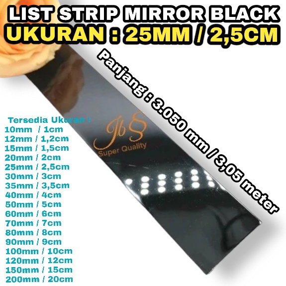 LIST PLAT STRIP BLACK MIRROR STAINLESS STEEL 201 25mmX305CMxT 0.8mm