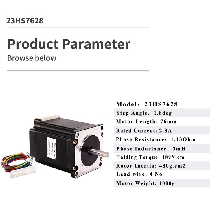 [HAEBOT] Motor Stepper Nema 23 57 23HS7628 Hanpose 1.89Nm 76mm 2.8A 269oz CNC Robot Laser Router Plasma Milling High Torque Mesin Induksi Slider Mekanik Bipolar 2 Phase Fasa Coil Dinamo Penggerak