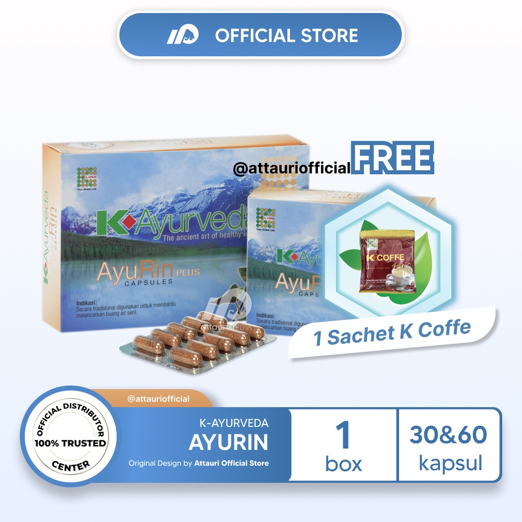 K-Ayurveda AYURIN Original K-Link (1 Box isi 30 & 60 Kapsul) Anti Radang Batu Ginjal Ayu Rin Attauri