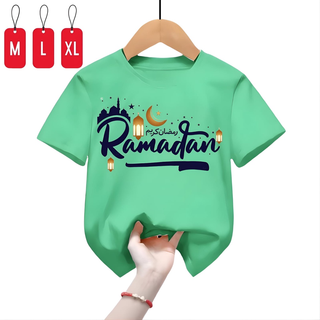 Hzl_outfit Kaos Baju Anak Cewek Cowok Ramadhan M,L,XL/KAOS ANAK LAKI DAN PEREMPUAN RAMADHAN