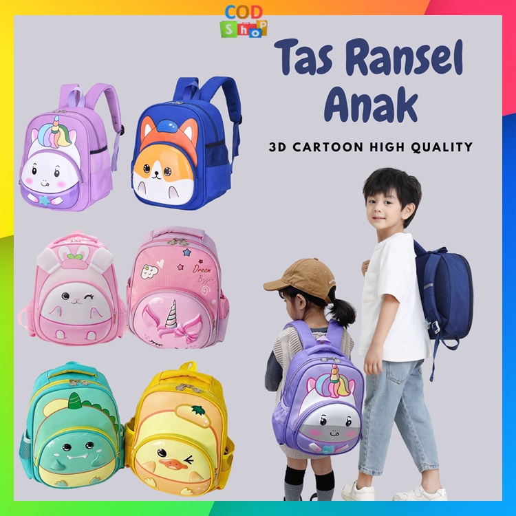 COD - T5720 Tas Ransel 3D Karakter Cartoon 3 Dimensi Kualitas Import Premium Anak Sekolah Play Group / Tas Ransel Sekolah Anak