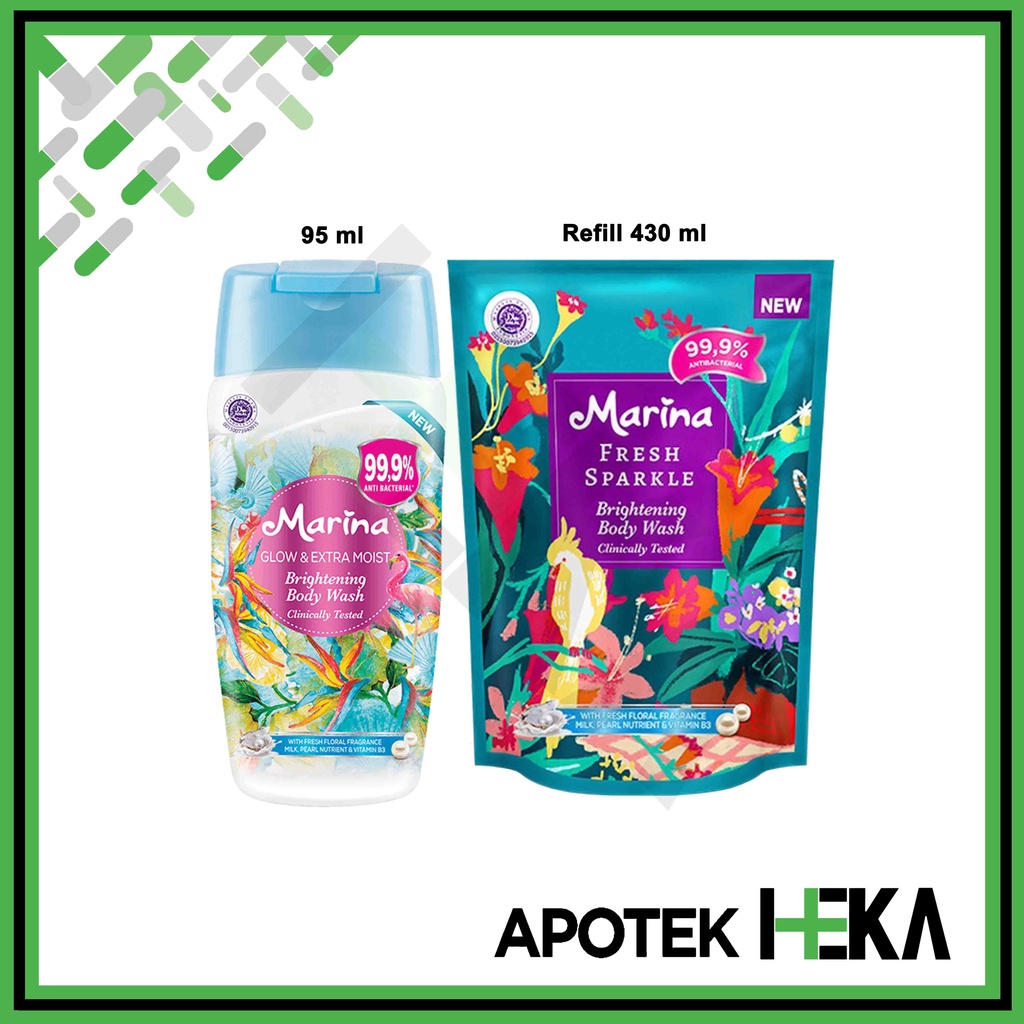 Marina Body Wash Glow &amp; Extra Moist Brightening Sabun Cair Bunga Biru (SEMARANG)