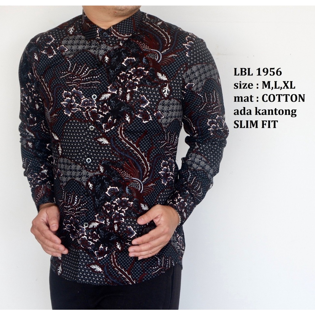 Baju Batik Pria Slimfit Kemeja Lengan Panjang Hem Slim Fit LBL 1956