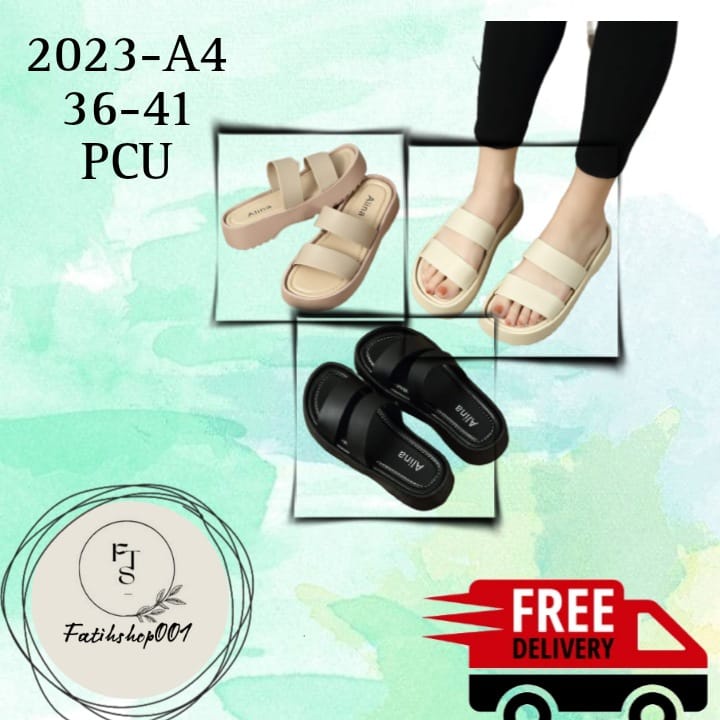 Sandal wedges perempuan import 2 strap Terbaru 2023 Sandal wanita 2023-A4 Trandy