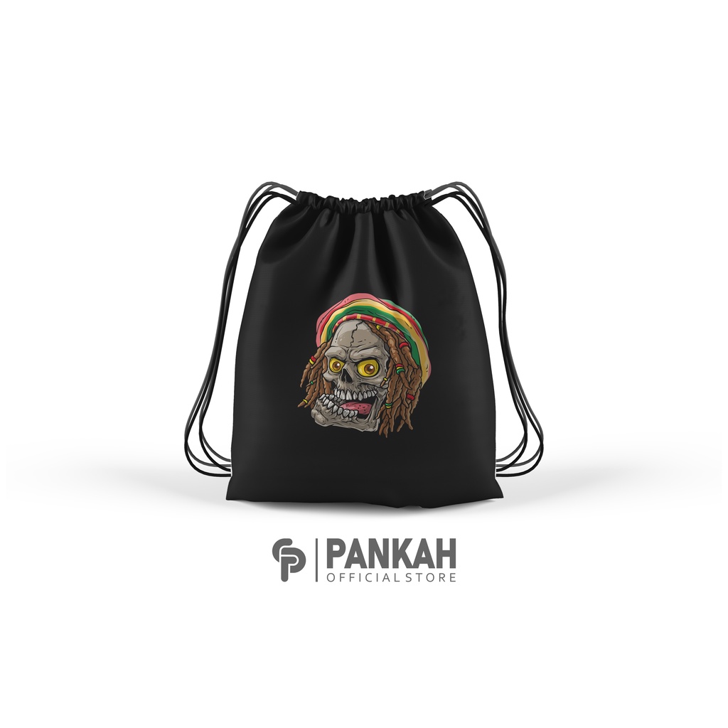 Tas Serut Anti Air Terlengkap / New String Bag Waterproof Skull Reggae