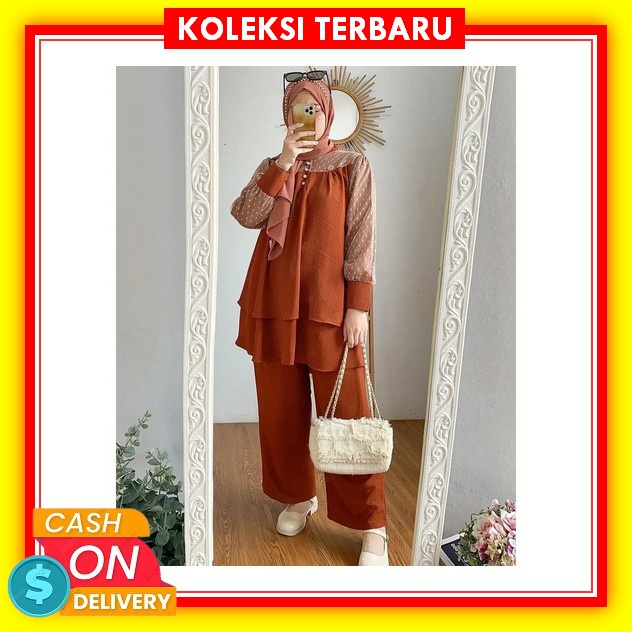 Setelan Wanita Dewasa Polos Kemeja Full Kancing Jumbo Terbaru Kekinian / Oneset Wanita Polos Viral T