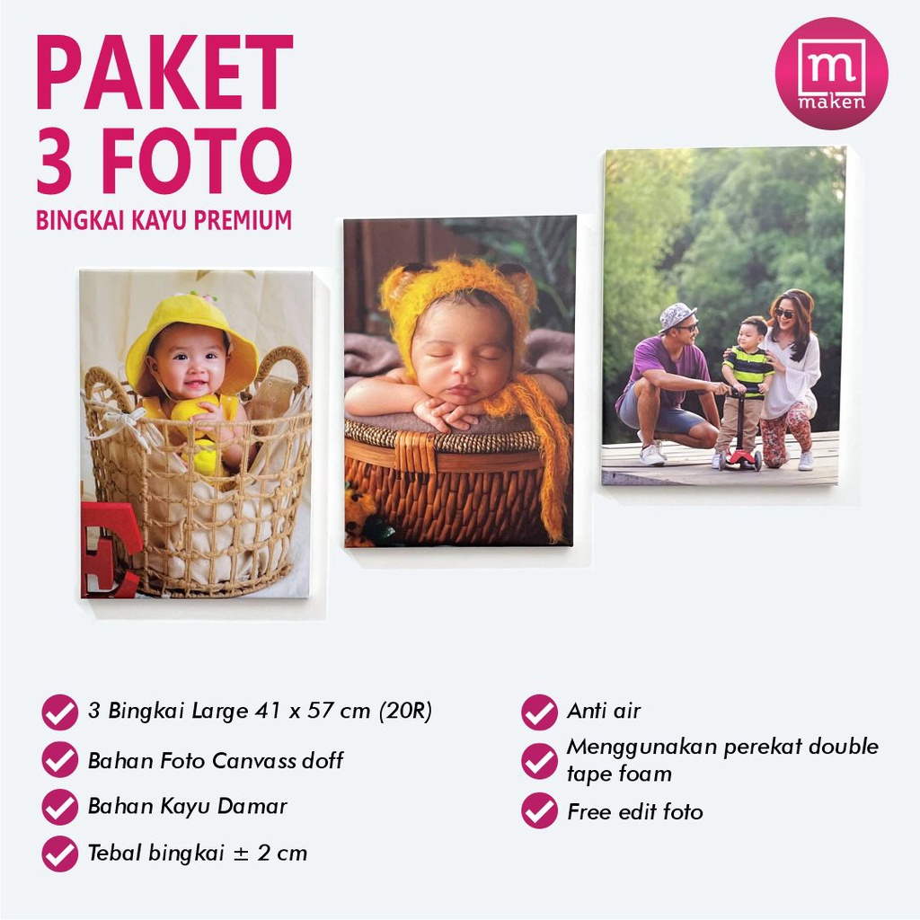 Makenliving 3 Foto Bingkai Besar 20R (wajib baca deskripsi)