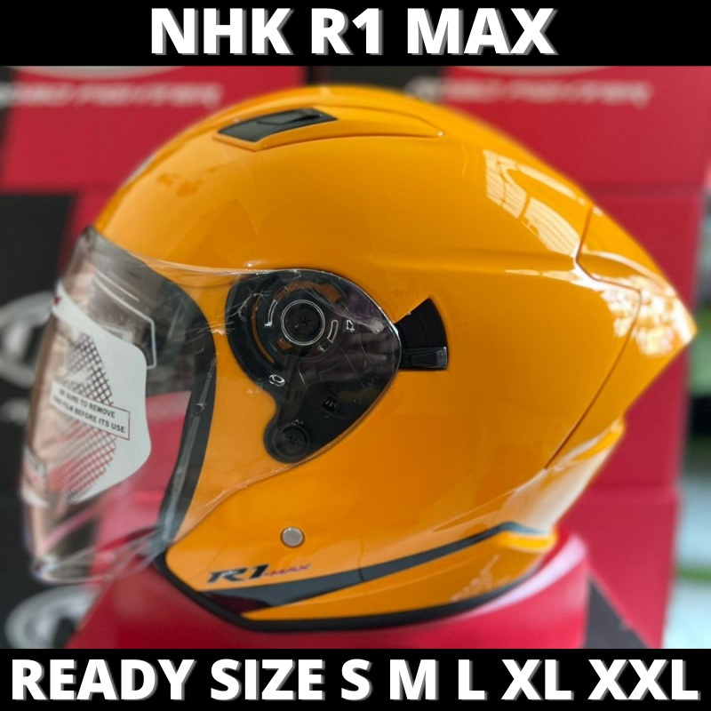 Helm NHK R1 MAX Solid Yellow Double Visor Half Face