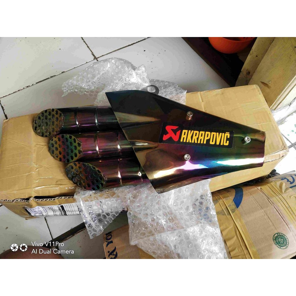 Knalpot Akrapovic cabang 3 pelangi fo r15 v2