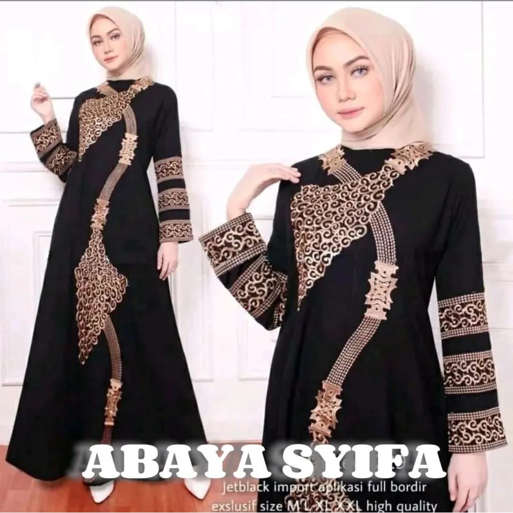 Gamis Abaya Turki Terbaru ABAYA SYIFA Bahan Saudi Jet Black / Abaya Turki Terbaru 2023 Gamis Lebaran
