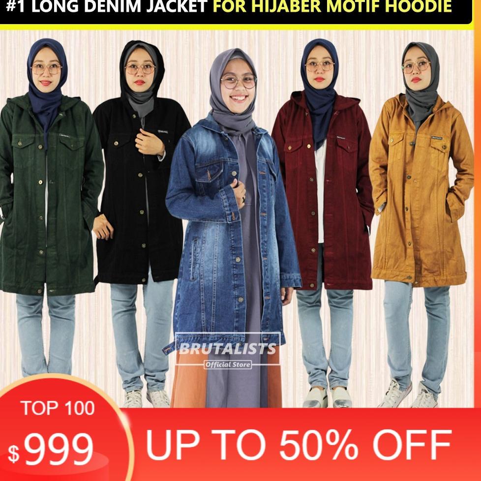 [ART. 9962 promo Jaket Jeans Wanita Muslimah | Jaket Hoodie Wanita | Long Tunik Jeans