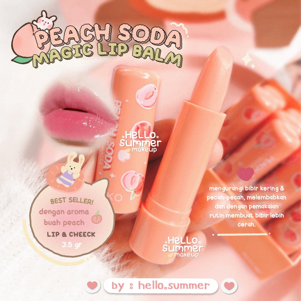 TANAKO Peach Soda Magic Lip Balm Color Lip Melembabkan Mencerahkan bibir Kering Pecah-Pecah