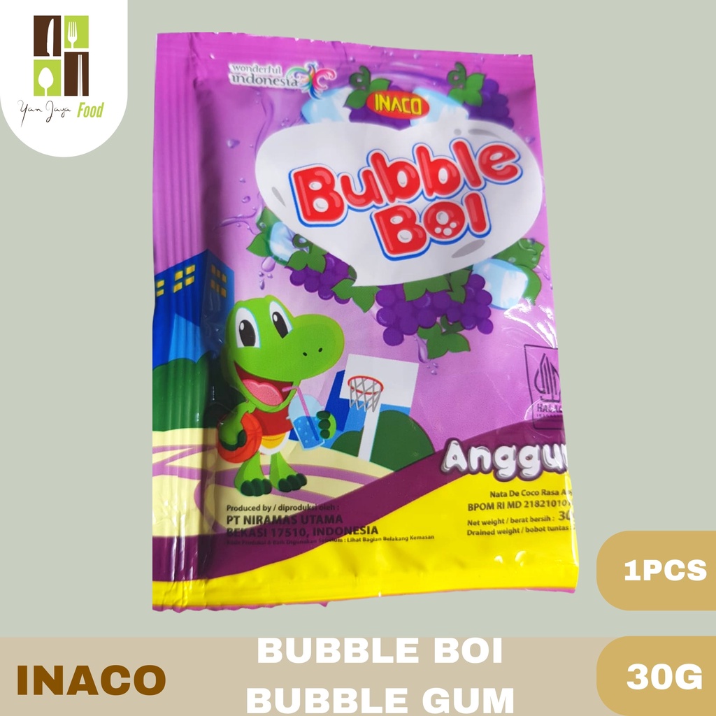 Inaco Bubble Boi / Nata De Coco/ Leci/ Blackcurrant/ Anggur/Yoghurt 30g 1PCS