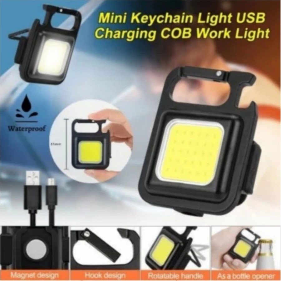 MC Lampu Mini COB LED Keychain Light Gantungan Kunci Tas Senter Camping