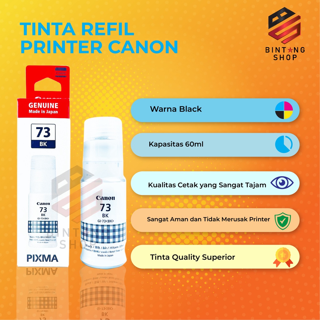 1 SET 6 PCS Tinta Canon Gi 73 Tinta Printer G670 G570