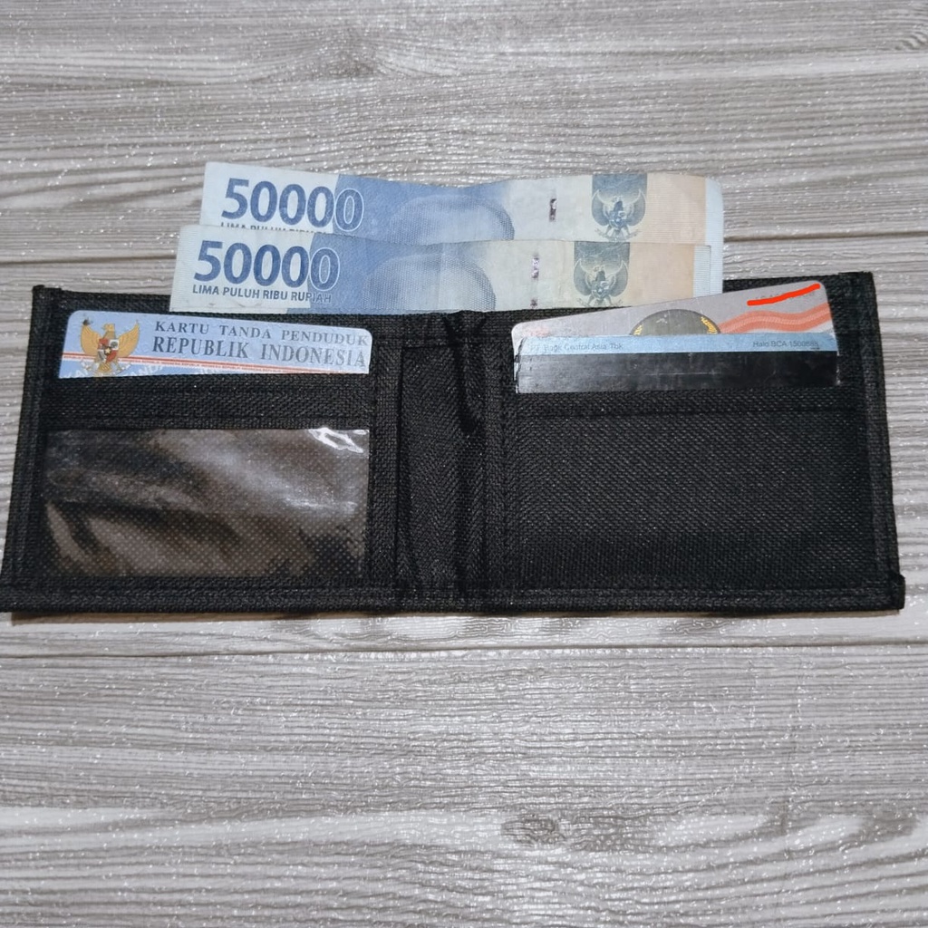 Dompet Lipat Pria Size 5 Inch Bahan Kulit Sintetis Black Colour