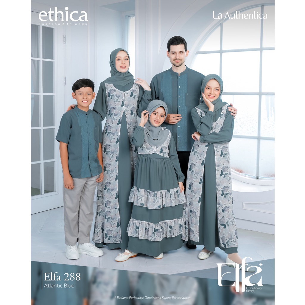 ( Sarimbit Ethica Elfa 288 Atlantic Blue ) Gamis Ethica Kagumi 288 Kahfi 274 Kagumi Kids 140 Kahfi k