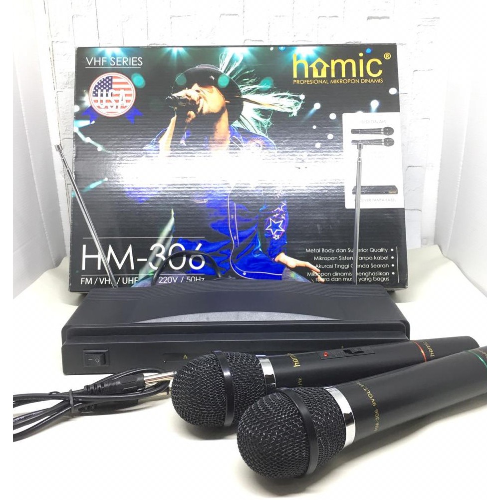 HOMIC Mic Wireless Karaoke Hm 306 2 Mic Double Microphone