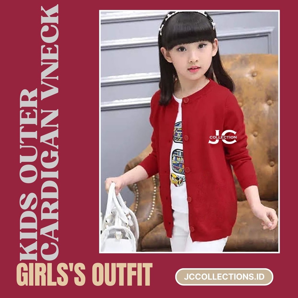 Kardigan Anak Perempuan Leher VNeck Wenny / Teens Cardigan Girl V-Neck - JCCollections