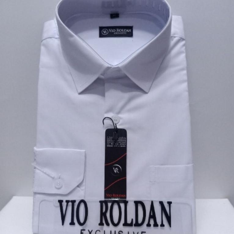 TERBARU Vio Roldan Kemeja Polos Putih Lengan Panjang Pendek Kemeja Pria