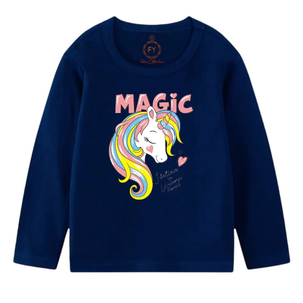 Rdkidzid Atasan Baju Kaos Lengan Panjang Anak Perempuan Motif Pony Magic