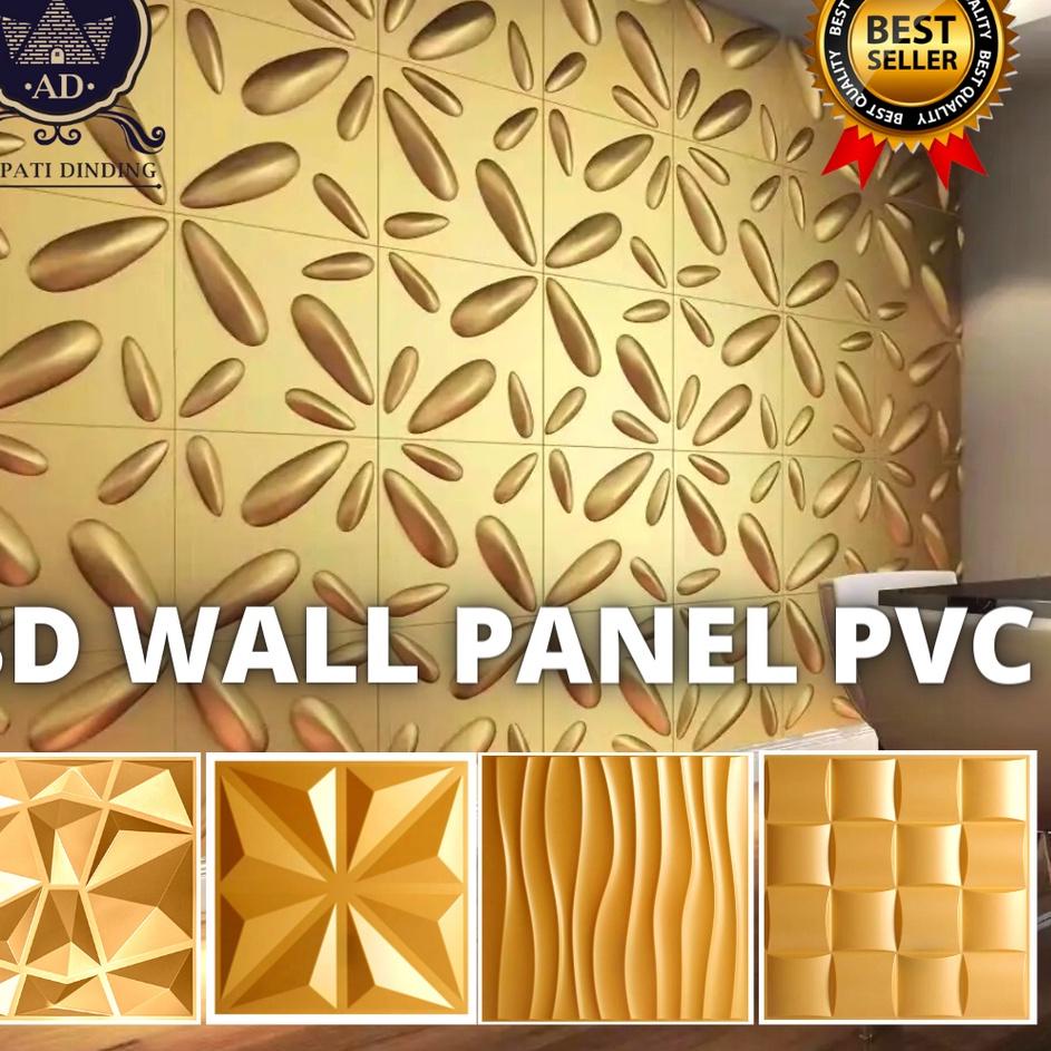 Realpct WALL PANEL 3D PVC WARNA GOLD / DEKORASI DINDING WALLPAPER DINDING PANEL / WALLPANEL 3D / 3D WALL PANEL / PANEL