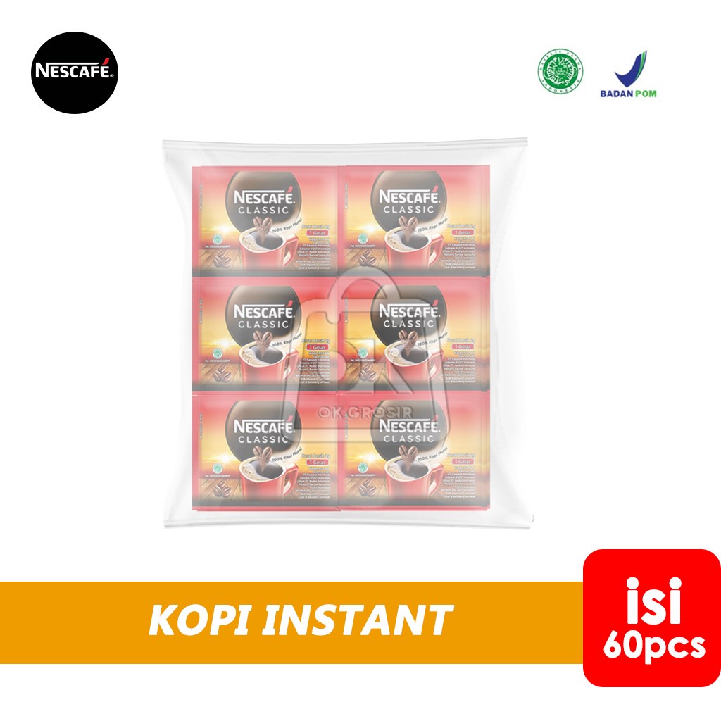 

NESCAFE CLASSIC Kopi Instan Kopi Hitam Sachet (1 Pack isi 60pcs)